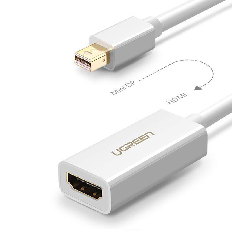 Кабель Ugreen MD112 (10460) Mini DP to HDMI Female Converter 1080P белый