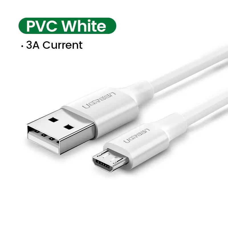 Кабель UGREEN US289 USB-A 2.0 to Micro-USB Cable Nickel Plating Nylon Braid (1 метр) белый (60141)