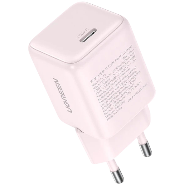 Сетевое зарядное устройство Ugreen X513 (65011) 30W USB-C GaN Fast Charger розовый