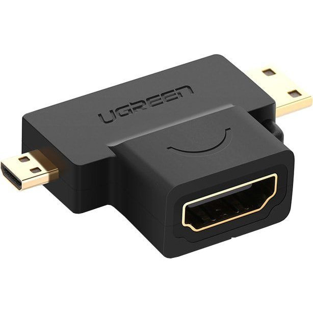 Переходник Ugreen HD129 (20144) Micro HDMI + Mini HDMI Male to HDMI Female Adapter чёрный