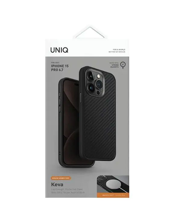 Чехол Uniq для iPhone 15 Pro Max KEVA Kevlar черный (MagSafe)