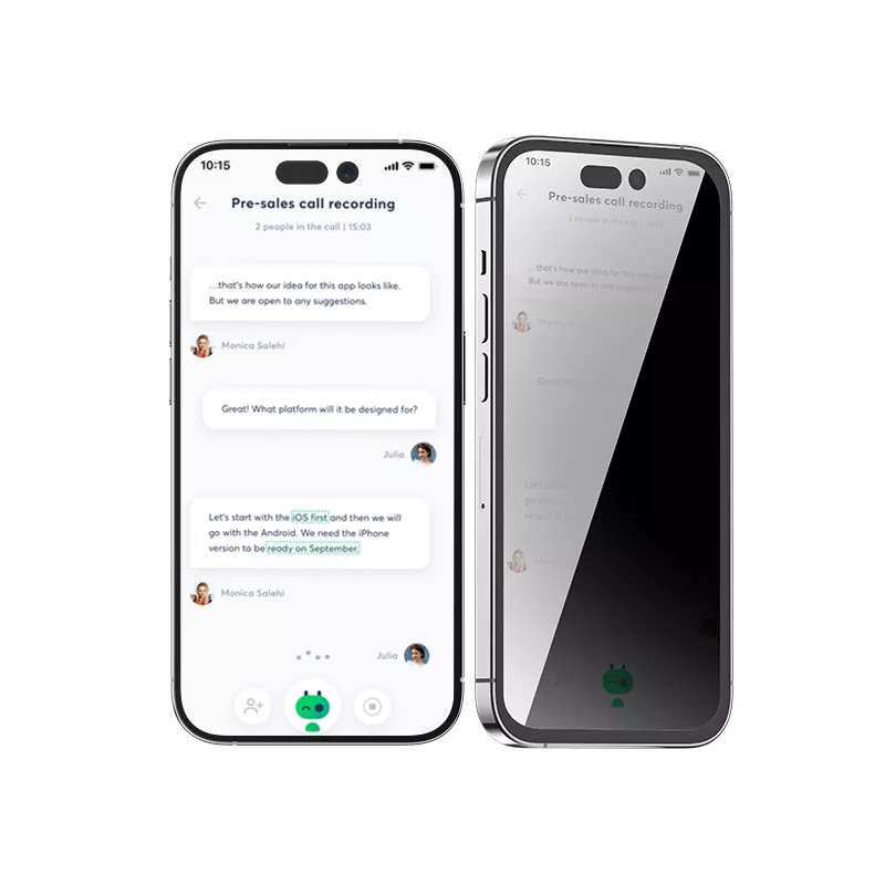 Защитное стекло BlueO Privacy Anti-peep для iPhone 15 Pro Black (приватное)