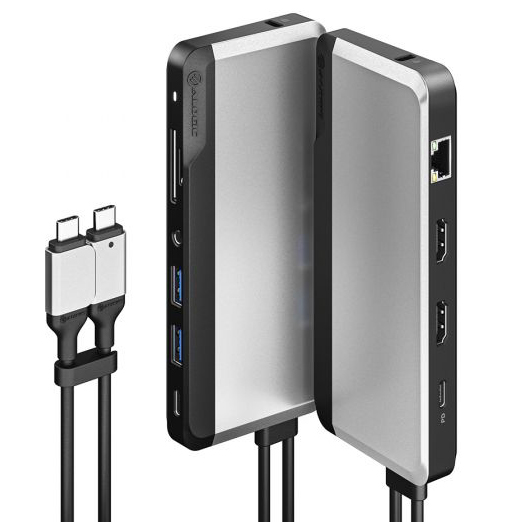 Мульти хаб ALOGIC USB-C Super Dock - 10-in-1 with Dual Display 4K 60Hz Support серый космос