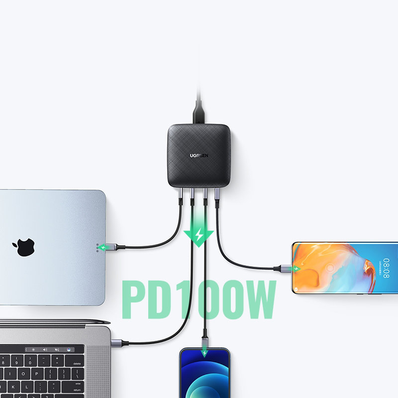 Сетевое зарядное устройство UGREEN CD226 3 x USB Type-C / 1 x USB 100W Power Delivery чёрное (70870) 