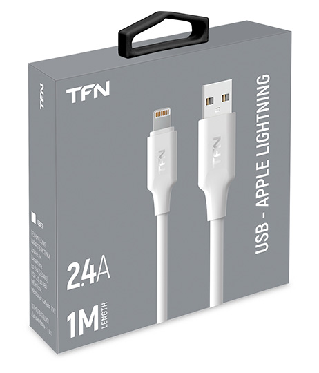 Кабель TFN 8pin (Lightning-USB) PVC (1 метр) белый