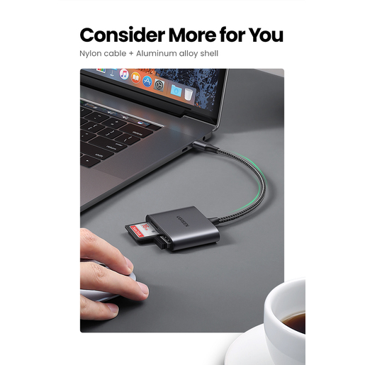 Кардридер Ugreen CM387 USB-C to SD/microSD(TF) + USB 2.0 Memory Card Reader (80798)