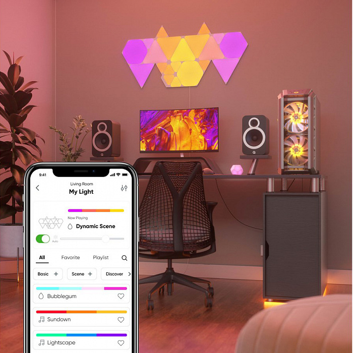 Дополнительные панели Nanoleaf Shapes Mini Triangles (без управляющего блока) 10 панелей (NL48-1001TW-10PK)