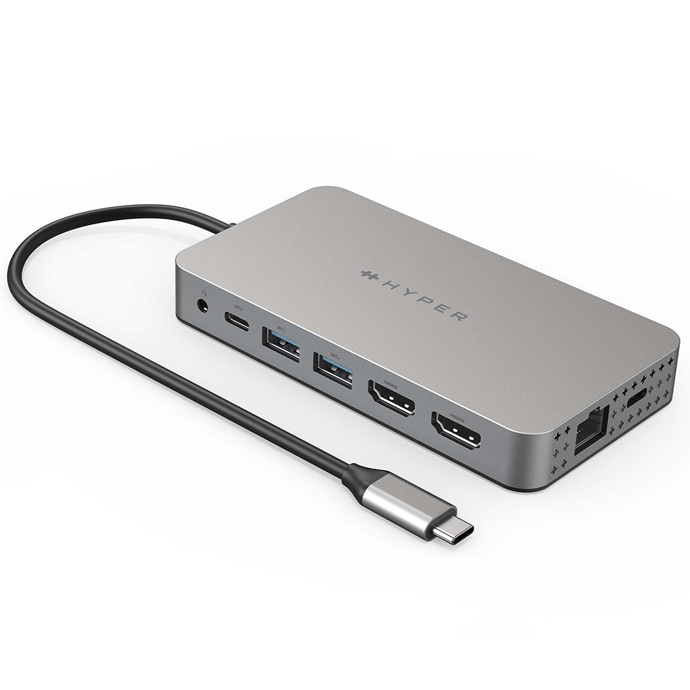 Мульти Хаб HyperDrive Dual 4K HDMI 10-in-1 USB-C Hub 2 x USB Type-C / Ethernet / 2 x HDMI / 2 x USB / mini jack 3.5 mm / microSD / SD серый (HDM1H)