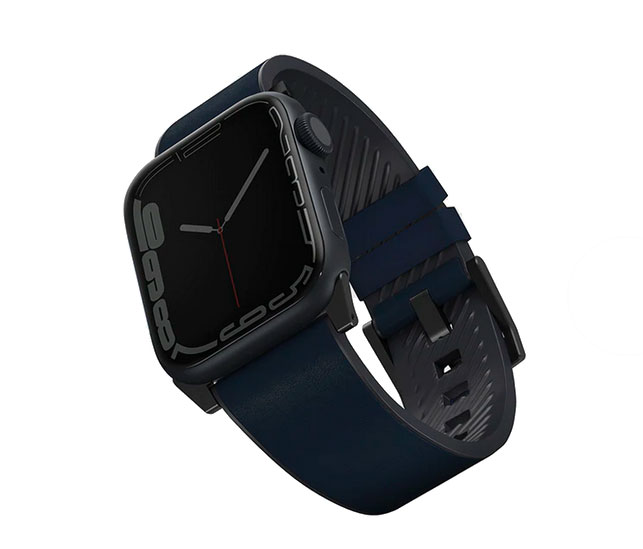 Uniq для Apple Watch 45/44/42 mm ремешок Straden Waterproof Leather/Silicone Blue