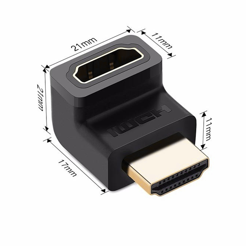 Переходник угловой Ugreen HD112 (20110) HDMI Male To Female Angled Up Adapter (вверх) чёрный