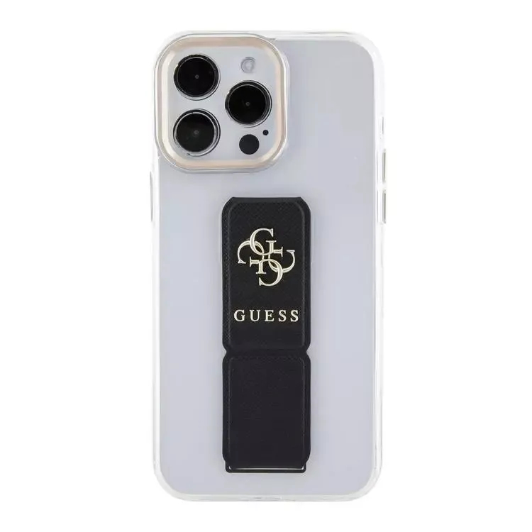 Чехол CG Mobile Guess Grip Stand Clear Case 4G Logo для iPhone 15 Pro Max прозрачный / чёрный