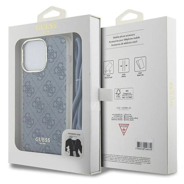 Чехол CG Mobile Guess 4G Printed Crossbody для iPhone 15 Pro Max синий