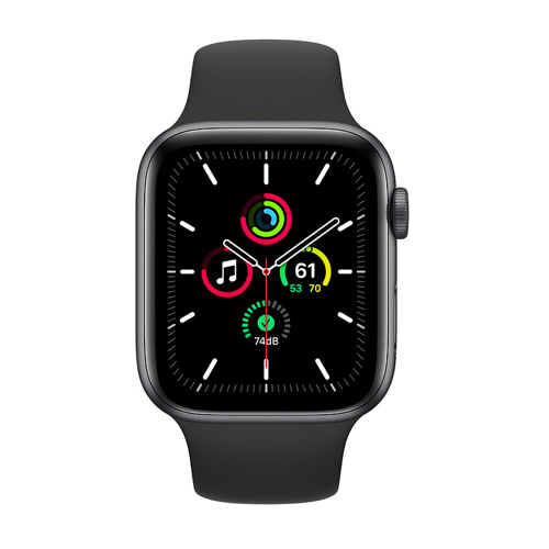 Умные часы Apple Watch SE 40 мм, алюминий «серый космос», спортивный ремешок чёрного цвета