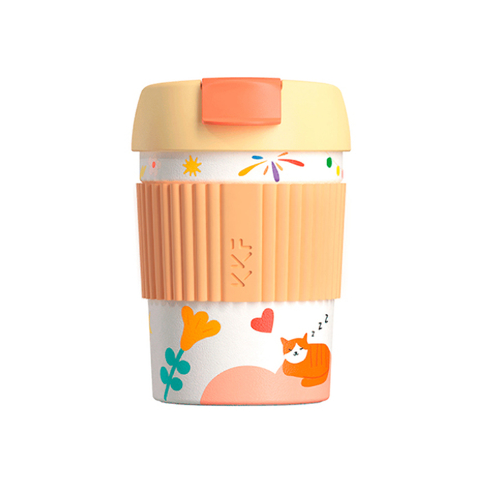 Термостакан-непроливайка KissKissFish Rainbow Vacuum Coffee Tumbler Mini (360 мл) праздничный