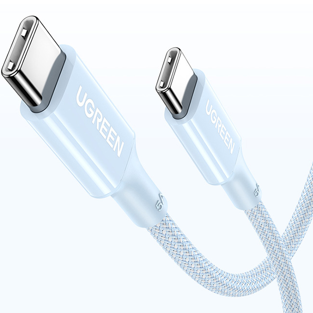 Кабель Ugreen US557 USB-C to USB-C PD (1 метр) голубой (15271)