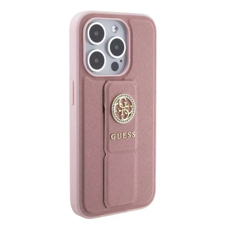 Чехол CG Mobile Guess Grip Stand 4G Saffiano для iPhone 15 Pro Max розовый