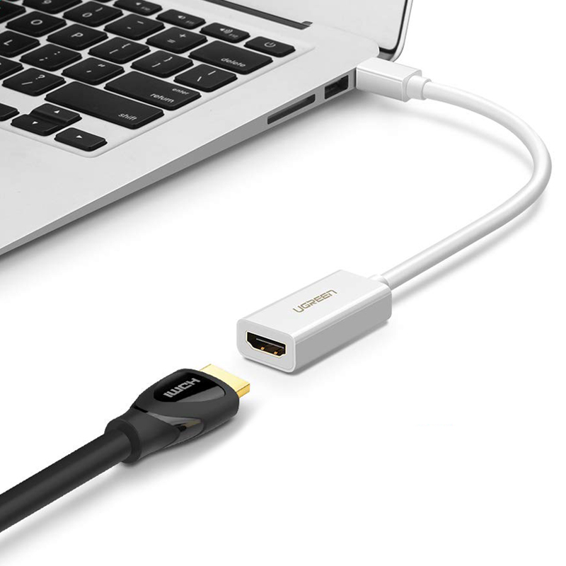 Кабель Ugreen MD112 (10460) Mini DP to HDMI Female Converter 1080P белый