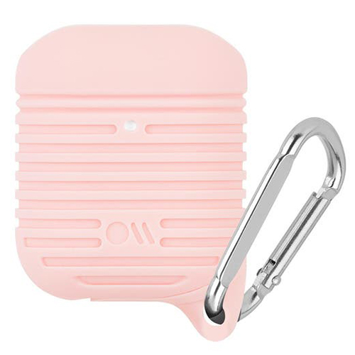 Чехол Case-Mate Tough Water Resistant Case для AirPods нежно-розовый / серебристый карабин