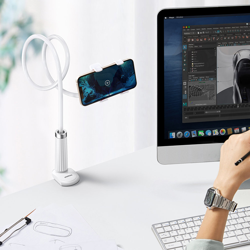 Держатель для телефона Ugreen LP113 (30488) Multifunction Phone Clip Stand (90 см) белый