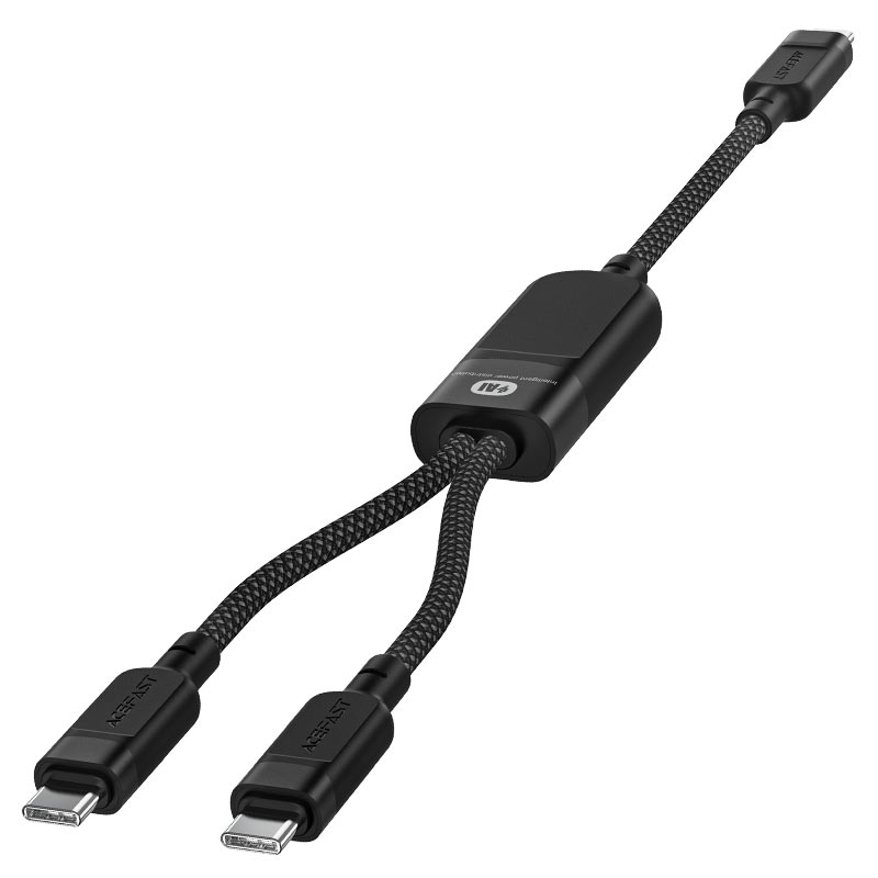 Кабель Acefast C5-11 USB-C to 2 x USB-C 100W Charging Data Cable (1,2 метра) чёрный (AF-C5-11-BK)