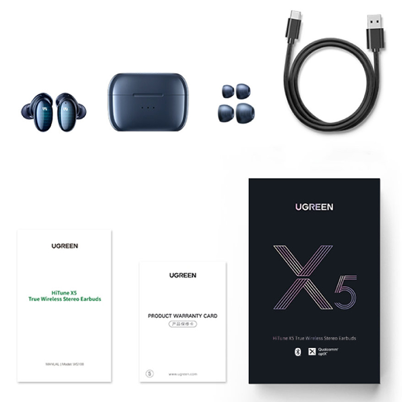 Беспроводные наушники UGREEN WS108 (50648) HiTune X5 True Wireless Stereo Earbuds тёмно-синие
