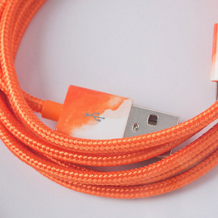 Кабель Le Cord Nylon Lightning MFI (1.2 метра) Aquarells Orange (Оранжевый)