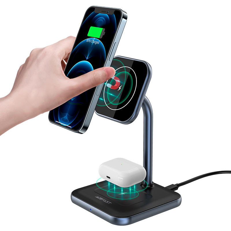 Беспроводное зарядное устройство Acefast E1 2-in-1 Fast Wireless Charger Desktop Holder (AF-E1-GY)
