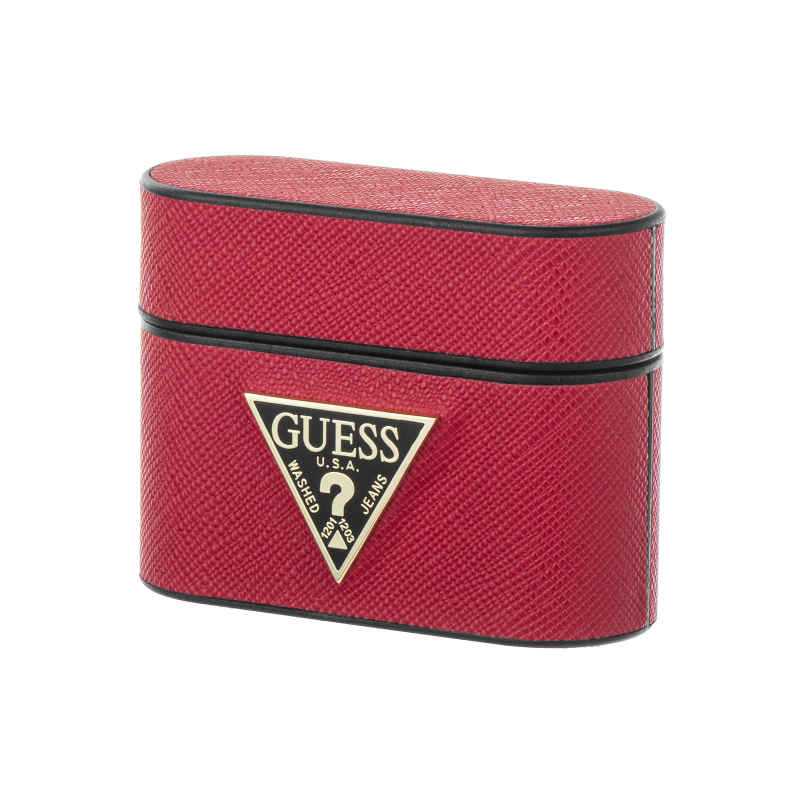 Чехол Guess Saffiano PU Leather Case Metal Logo для AirPods Pro красный