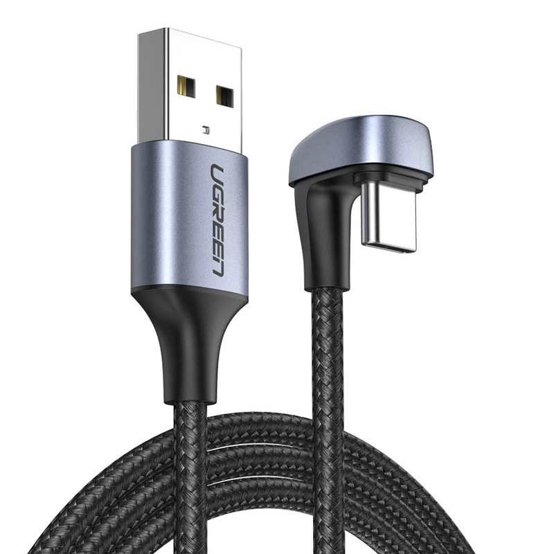 Кабель угловой UGREEN US311 (70315) USB 2.0-A - USB-C плетеный - 2м
