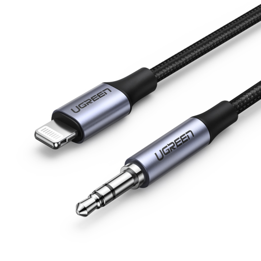 Кабель Ugreen US315 Lightning to 3.5 mm mini jack Cable (1 метр) чёрный (70509)