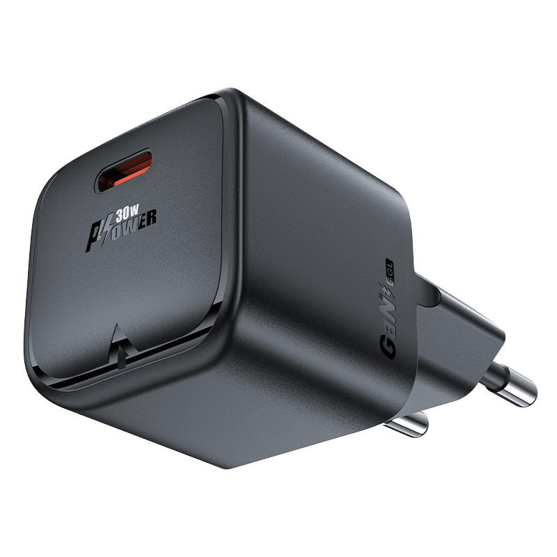Сетевое зарядное устройство Acefast A77 Mini PD30W GaN USB-C Charger чёрный (AF-A77-BK)