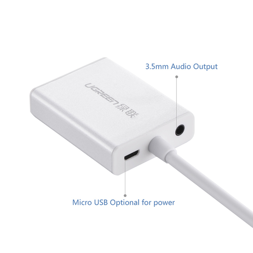 Переходник UGREEN MM102 (16 см) HDMI to VGA Converter with Audio белый (40212)