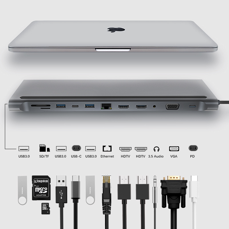 Мульти хаб MST USB-C 12-in-1 Hub серый космос