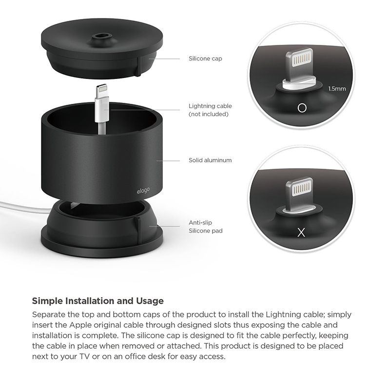 Док-станция Elago D Stand Charging Station для Apple TV Remote, iPhone, iPad mini чёрная