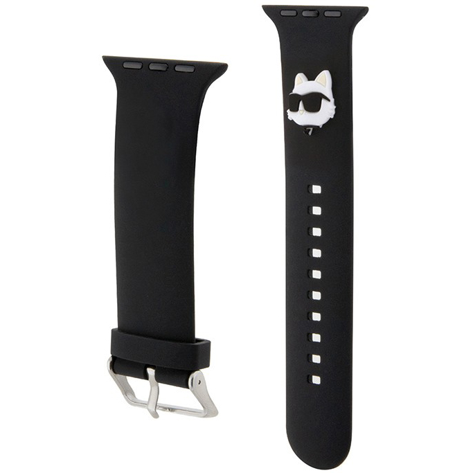 Ремешок CG Mobile Lagerfeld 3D Rubber NFT Choupette Head для Apple Watch 38/40/41 мм чёрный