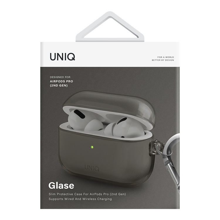 Чехол Uniq Glase для AirPods Pro 2 (2022) серый (Smoke Grey) 