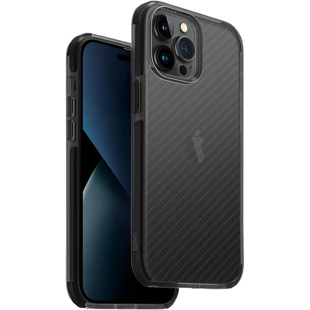 Чехол Uniq Combat для iPhone 14 Pro Max Чёрный (Aramid effect Smoke)