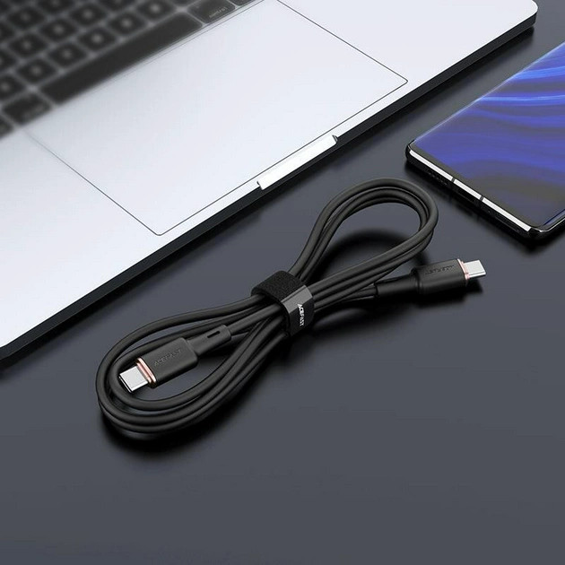 Кабель ACEFAST C2-03 USB-C to USB-C zinc alloy silicone charging data cable (1,2 метра) чёрный