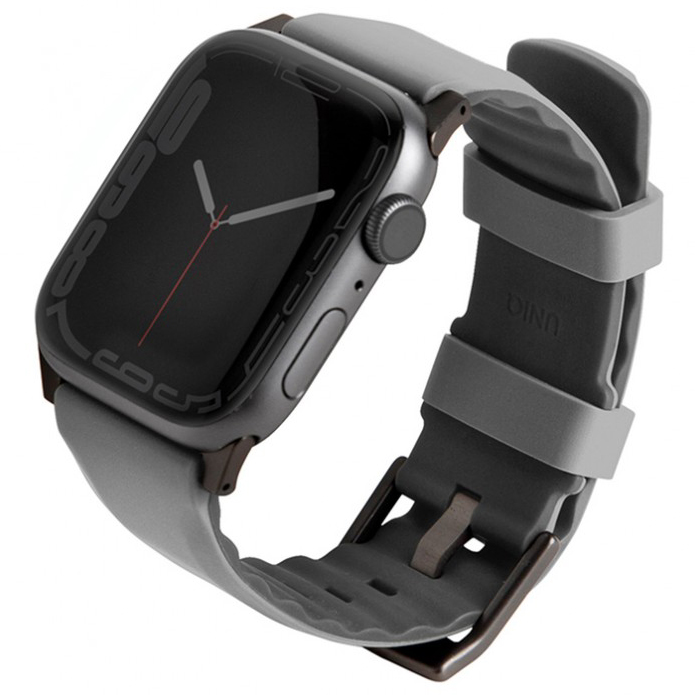 Uniq для Apple Watch 45/44/42 mm ремешок Linus Airosoft silicone strap Grey