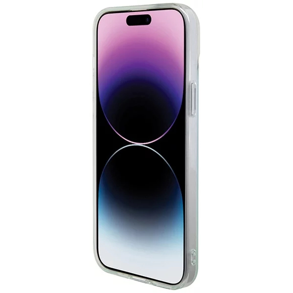 Чехол CG Mobile Guess IML Iridescent MagSafe для iPhone 15 Pro бирюзовый градиент