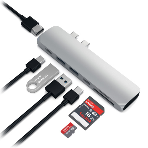 Хаб Satechi Aluminum Type-C Pro Hub Adapter для MacBook Pro (USB-C) серебристый (ST-CMBPS)