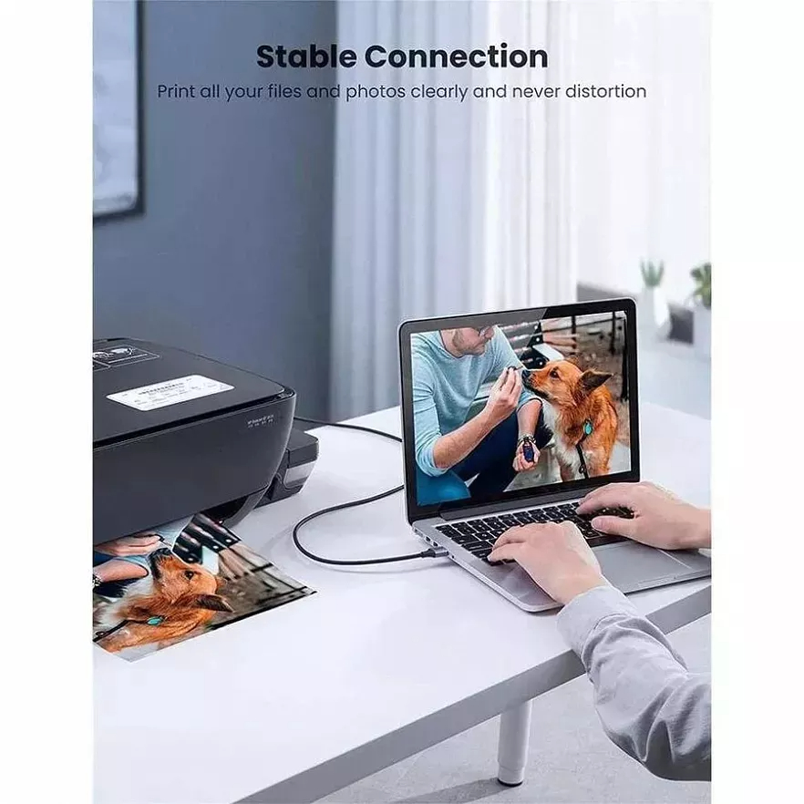 Кабель Ugreen US369 USB-A to USB-B 2.0 (1 метр) чёрный / серый космос (80801)