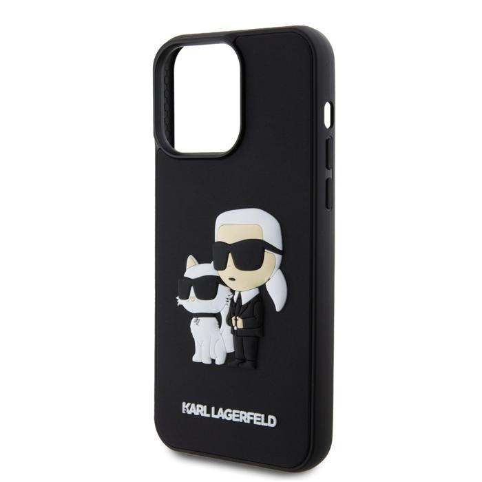 Lagerfeld для iPhone 15 Pro Max чехол 3D Rubber Karl & Choupette Hard Black