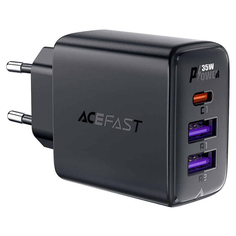 Сетевое зарядное устройство Acefast A57 PD35W GaN 2 x USB + USB-C Charger чёрное (AF-A57-BK)