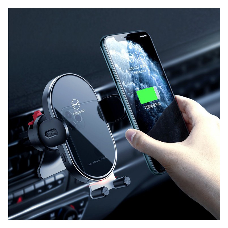 Автодержатель с функцией беспроводной зарядки Mcdodo Space Car Holder With Induction Charging 15W чёрный (CH-7620)