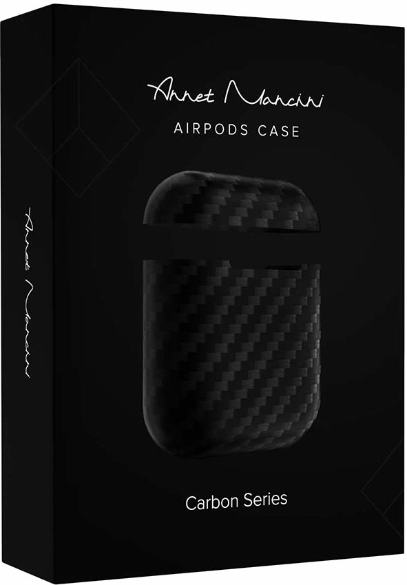 Чехол ANNET MANCINI Carbon Series для Airpods (1 & 2Gn) чёрный матовый (AM-AIR-K-BK)