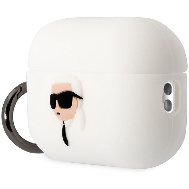 Lagerfeld для Airpods Pro 2 чехол Silicone case with ring NFT 3D Karl White