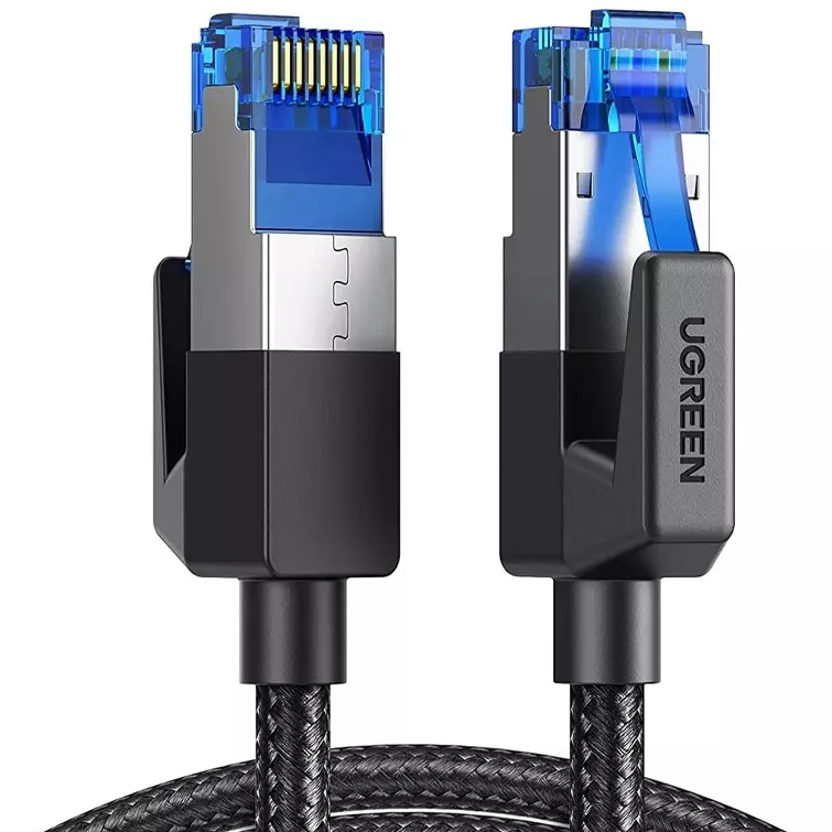 Кабель Ugreen NW153 Cat8 CLASS F/FTP Round Ethernet Cable With Braid (2 метра) чёрный (80431)