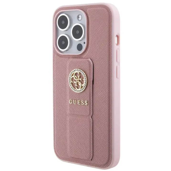 Чехол CG Mobile Guess Grip Stand 4G Saffiano для iPhone 15 Pro Max розовый