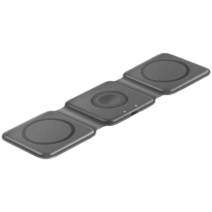 Беспроводное зарядное устройство EnergEA Bazic GoMag Trio Magnetic Wireless 15W серое (GM-TRIO-GRY)